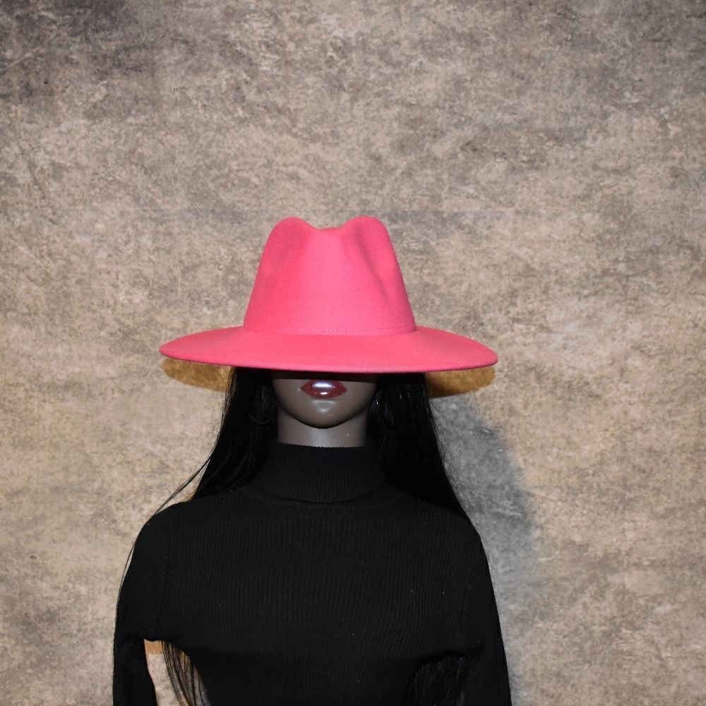 Pink Large Wide Brim Fedora Hat - Picture 4 of 4